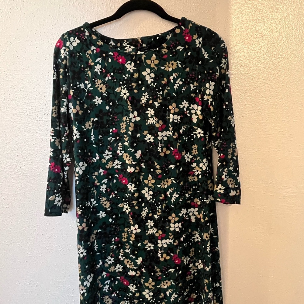 Tommy Hilfiger Dark Green Floral Long Sleeve Dress
